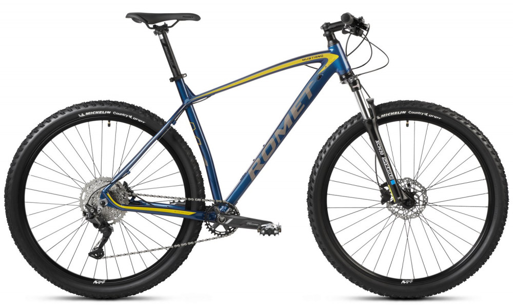 Dviratis Romet Mustang M4 2025 blue-yellow 