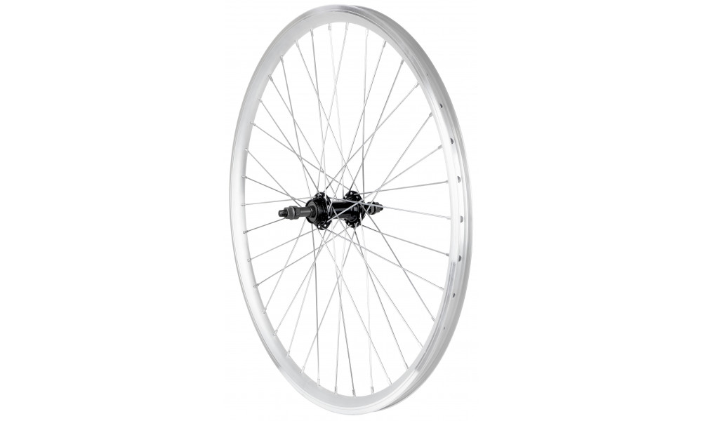 Galinis ratas 26" Alu freewheel įvorė, mašininiai guoliai, DoubleWall silver ratlankis 