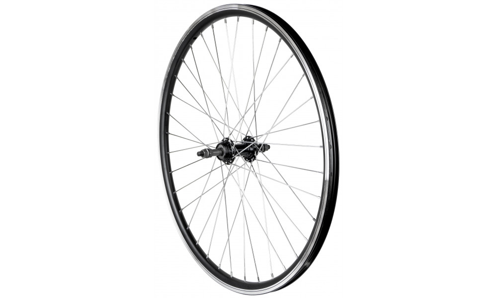 Galinis ratas 26" Alu freewheel įvorė, mašininiai guoliai, DoubleWall black ratlankis 