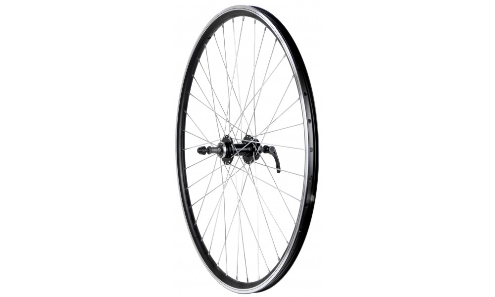 Galinis ratas 28/29" Alu disc QR freewheel įvorė, machinery bearings DoubleWall black ratlankis 