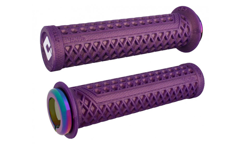 Vairo rankenėlės ODI Vans v2.1 MTB Lock-on 135mm White/Iridium purple-Oil slick 