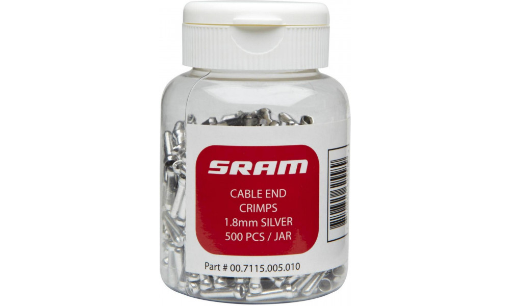 Troselio antgaliukai SRAM 1.8mm 500vnt. bottle silver 