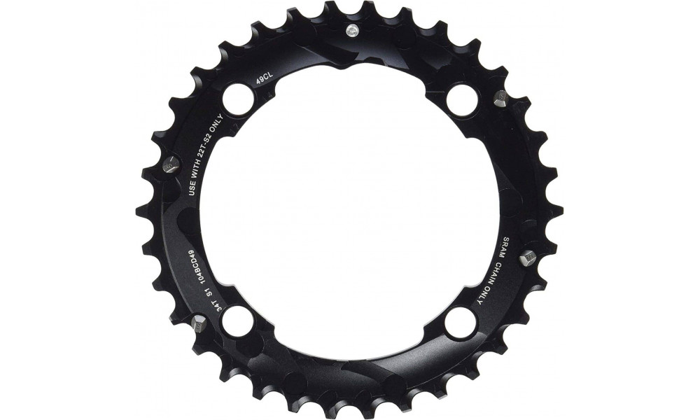 Priekinis dantratis SRAM MTB GX 104mm alu 2x10-speed 34T black 