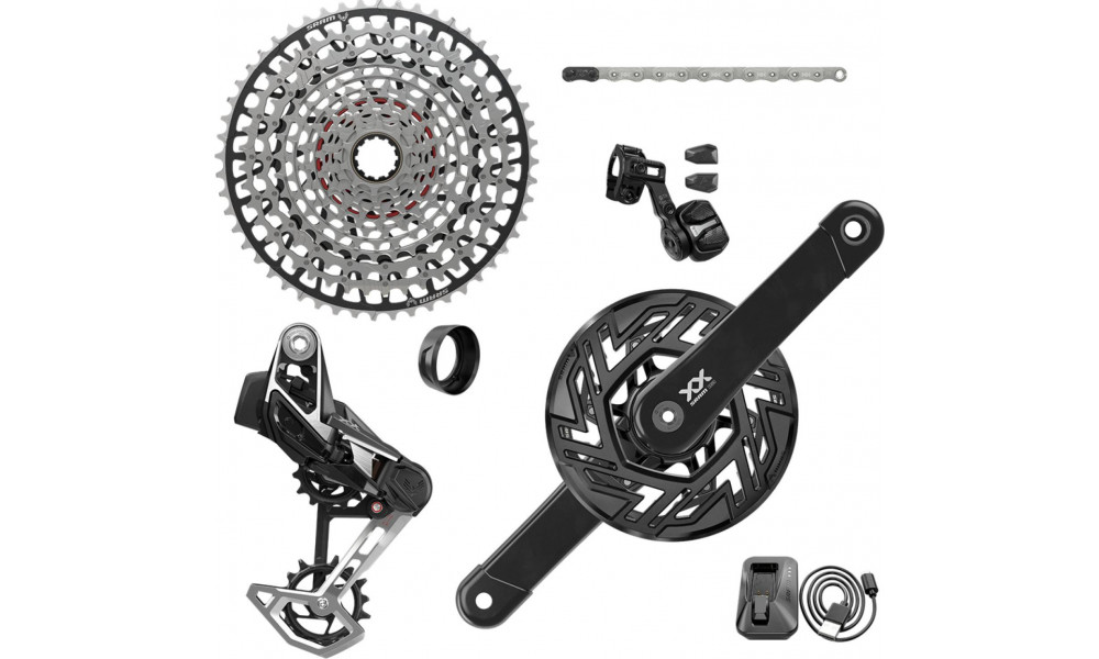 Važiuoklės dalių grupės komplektas SRAM XX Eagle T-Type AXS E-MTB Brose 1x12-speed 165mm 36Tx10-52T 