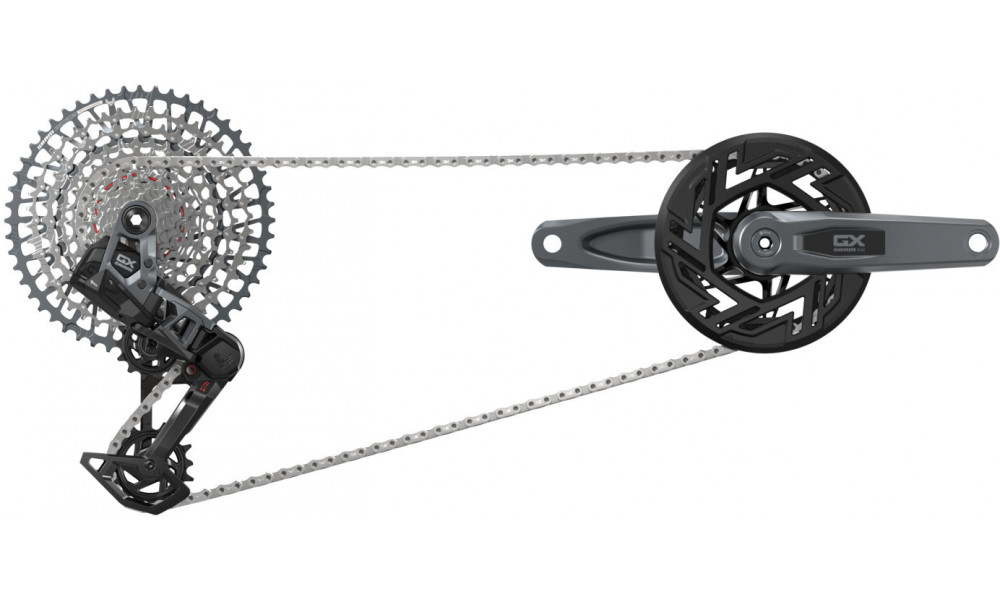 Važiuoklės dalių grupės komplektas SRAM GX Eagle T-Type AXS E-MTB Brose 1x12-speed 165mm 36Tx10-52T 