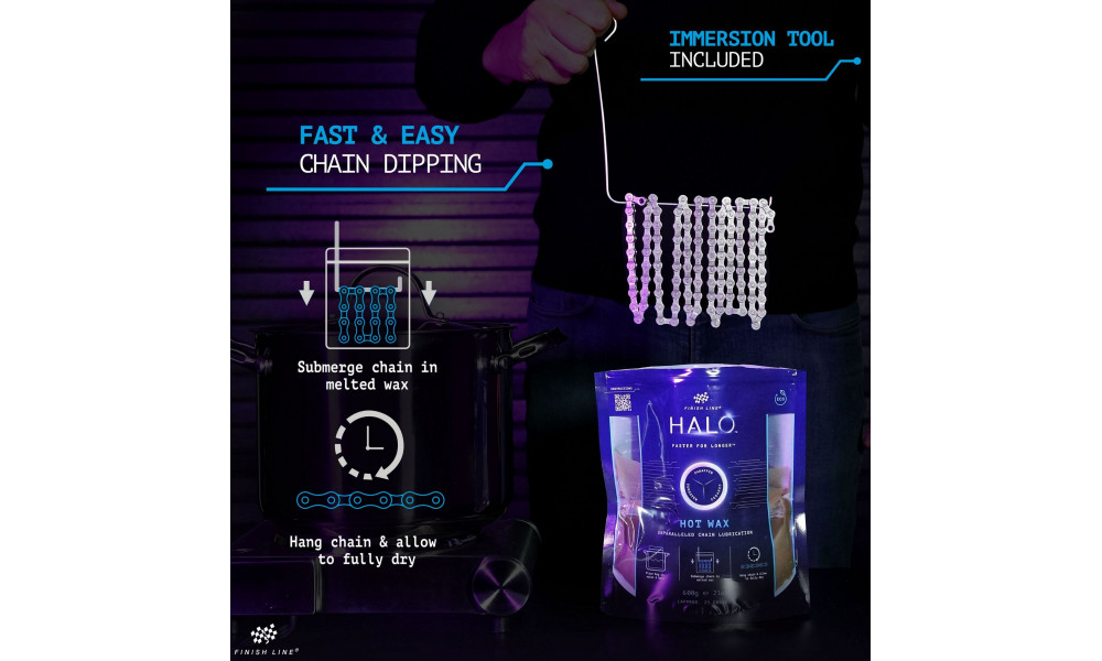 Vaškas grandinės sutepimui Finish Line HALO Hot Wax 600g - 6