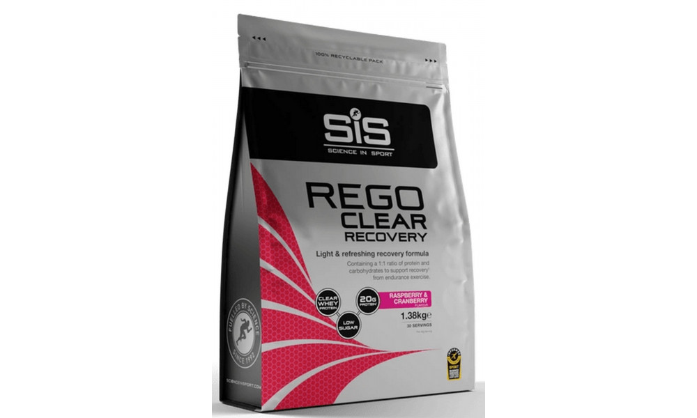 Maistas sportui milteliais SiS Rego Clear Recovery Raspberry & Cranberry 1.38kg 