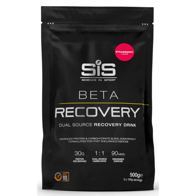 Maistas sportui milteliais SiS Beta Recovery Strawberry 500g