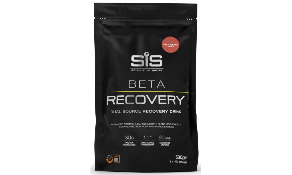 Maistas sportui milteliais SiS Beta Recovery Chocolate 500g 