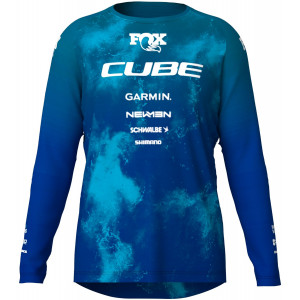 Dviratininko marškinėliai Cube X Actionteam MTB L/S blue'n'green