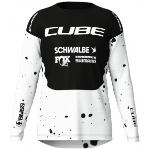 Dviratininko marškinėliai Cube X Factory Racing MTB L/S black'n'white