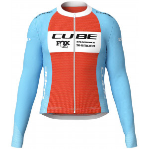 Dviratininko marškinėliai Cube X Factory Racing Road/XC L/S blue'n'orange