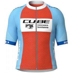 Dviratininko marškinėliai Cube X Factory Racing Road/XC S/S blue'n'orange