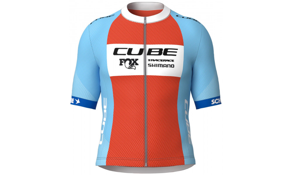 Dviratininko marškinėliai Cube X Factory Racing Road/XC S/S blue'n'orange - 1