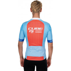 Dviratininko marškinėliai Cube X Factory Racing Road/XC S/S blue'n'orange