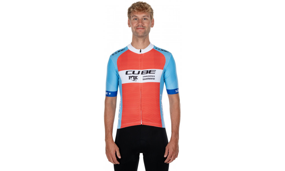 Dviratininko marškinėliai Cube X Factory Racing Road/XC S/S blue'n'orange - 3