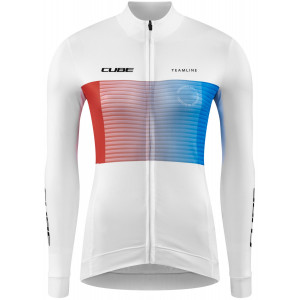 Dviratininko marškinėliai Cube WS Road/XC L/S white'n'blue'n'red