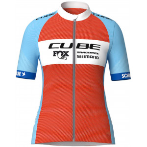 Dviratininko marškinėliai Cube X Factory Racing WS Road/XC S/S blue'n'orange