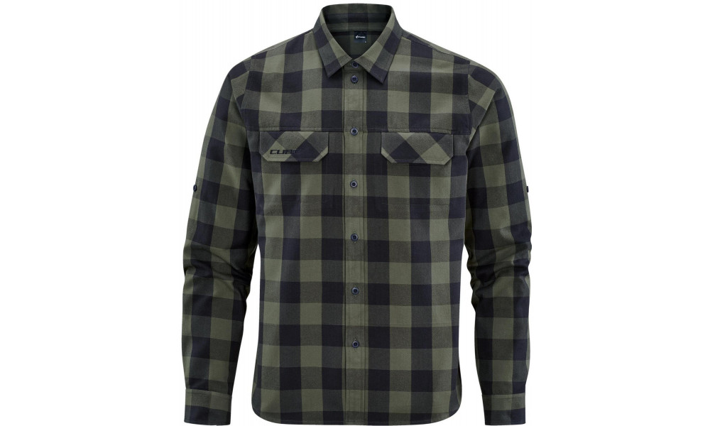 Marškinėliai Cube Work L/S olive check - 4
