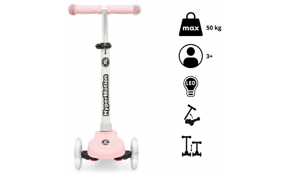 Paspirtukas HyperMotion Tringo LED pink - 5