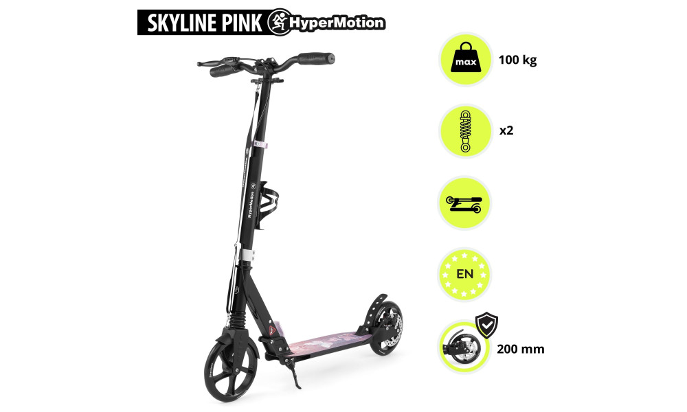 Paspirtukas HyperMotion Skyline black-pink - 13