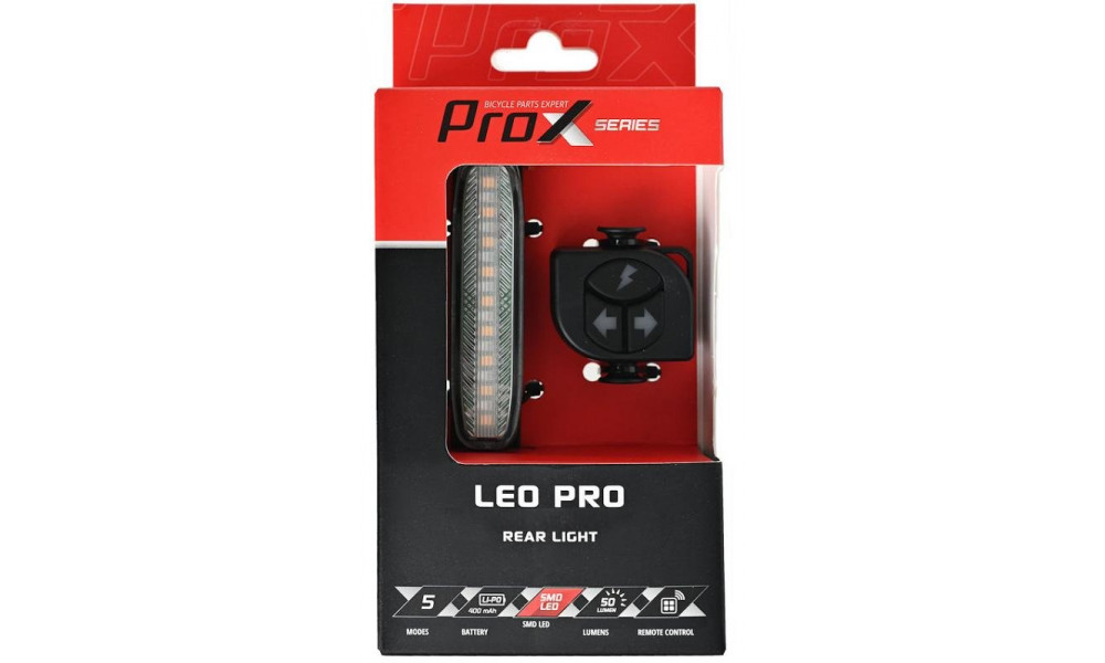 Galinė lempa ProX Leo Pro Brake & Turn 50Lm remote USB - 2