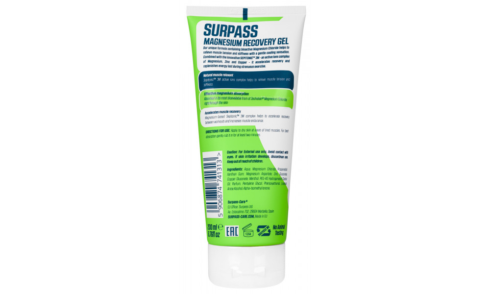 Gelis atsistatymui Surpass Magnesium Recovery 200ml - 4