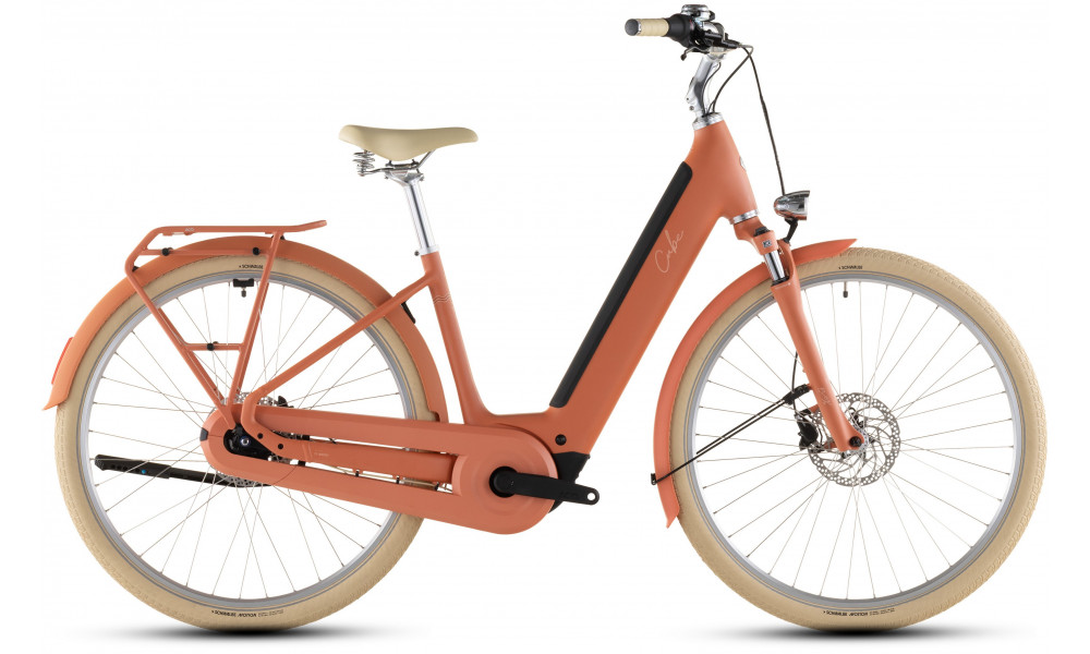 Elektrinis dviratis Cube Aruba Hybrid 600 Easy Entry 28 papaya'n'creme 2026 