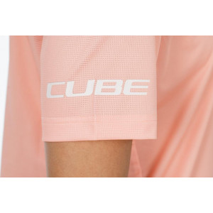 Dviratininko marškinėliai Cube ATX WS Round Neck S/S coral