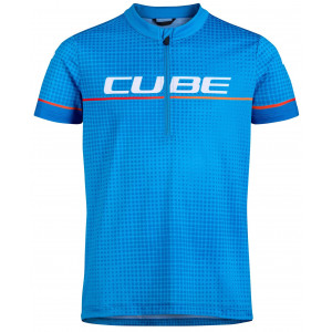 Dviratininko marškinėliai Cube Road/XC Half Zip Rookie S/S white'n'blue'n'red
