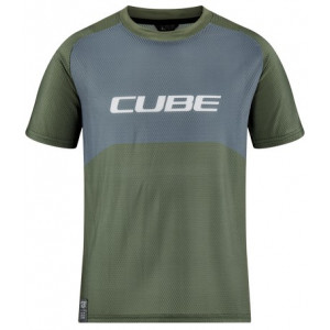 Dviratininko marškinėliai Cube Vertex Rookie S/S TM olive'n'grey