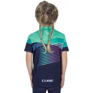 Dviratininko marškinėliai Cube Teamline Rookie S/S blue'n'mint