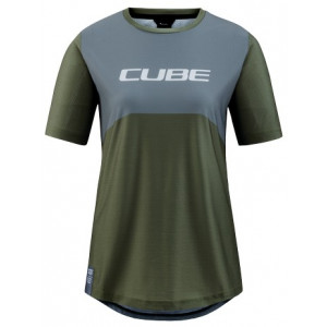 Dviratininko marškinėliai Cube Vertex WS Round Neck TM S/S olive
