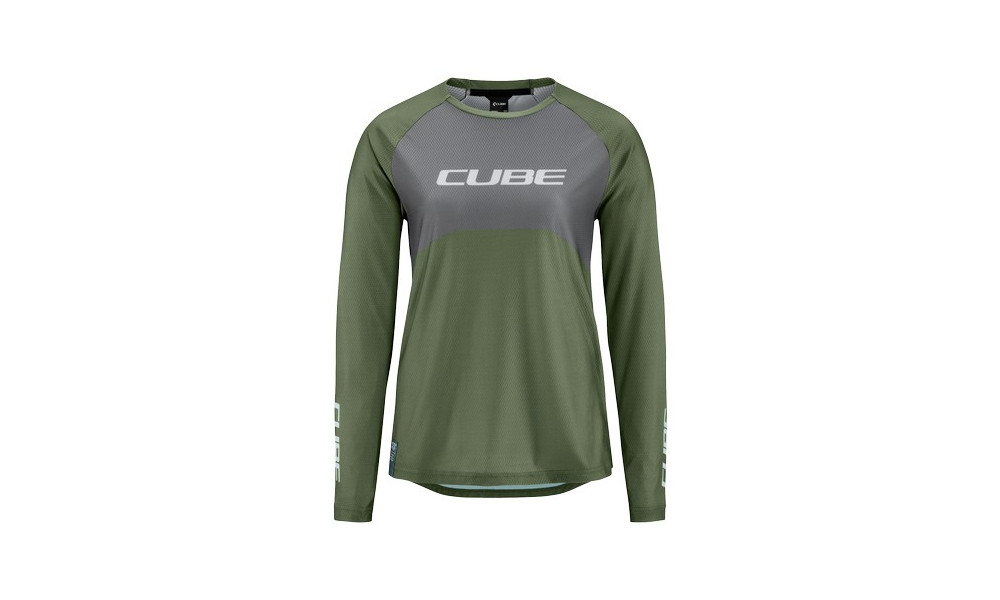 Dviratininko marškinėliai Cube Vertex WS Round Neck TM L/S olive - 1