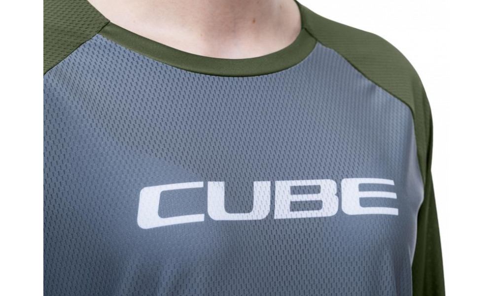 Dviratininko marškinėliai Cube Vertex WS Round Neck TM L/S olive - 4