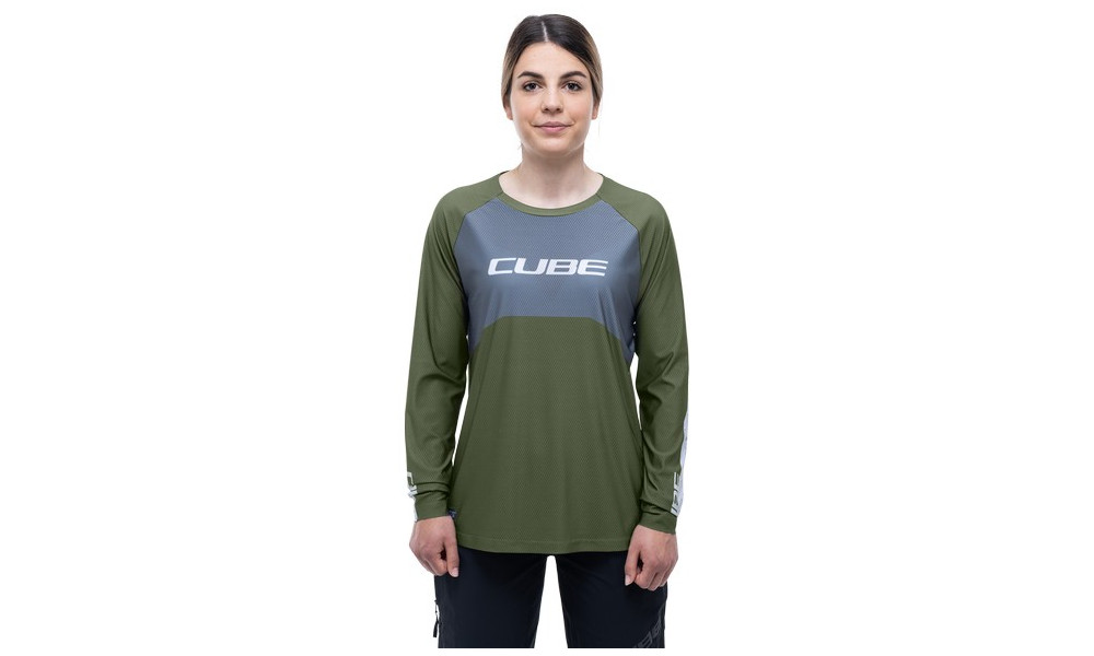 Dviratininko marškinėliai Cube Vertex WS Round Neck TM L/S olive - 6