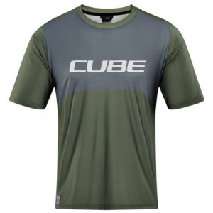 Dviratininko marškinėliai Cube Vertex Round Neck TM S/S olive'n'grey