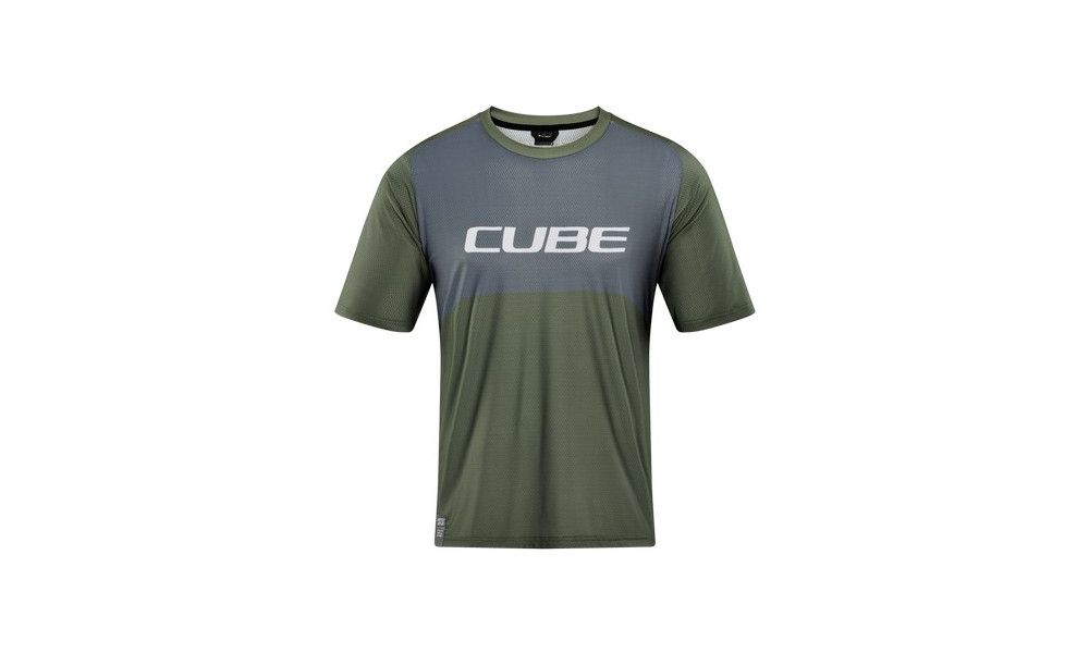 Dviratininko marškinėliai Cube Vertex Round Neck TM S/S olive'n'grey - 1