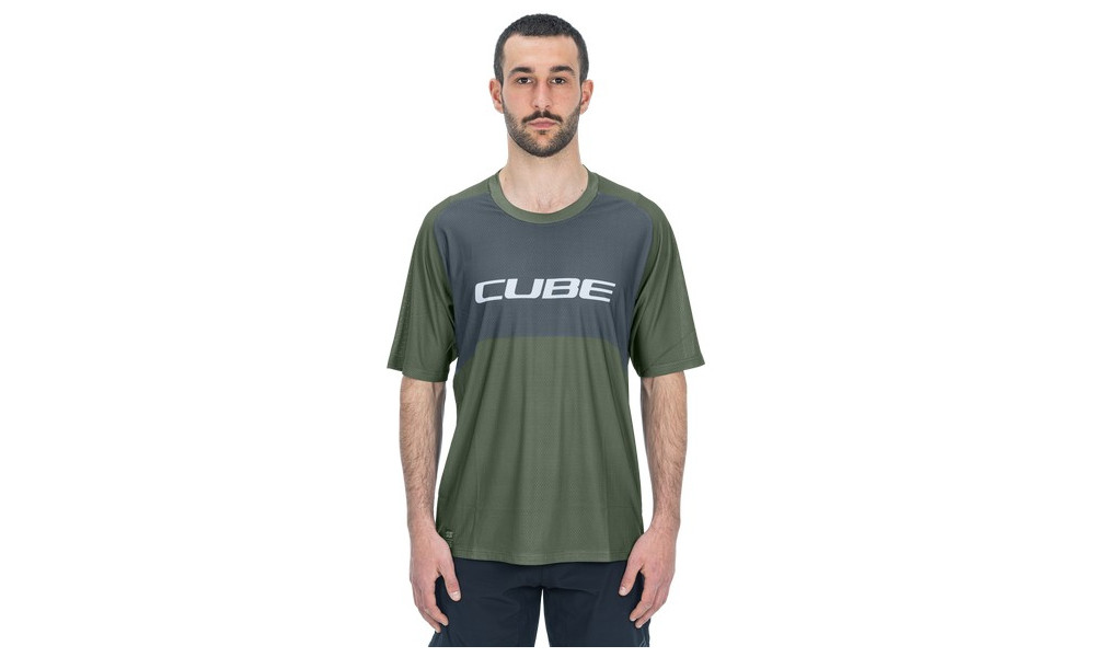 Dviratininko marškinėliai Cube Vertex Round Neck TM S/S olive'n'grey - 5