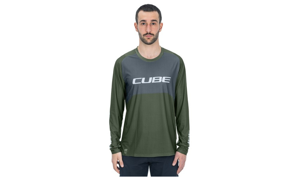 Dviratininko marškinėliai Cube Vertex Round Neck TM L/S olive'n'grey - 5