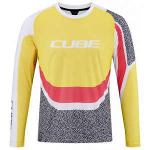 Dviratininko marškinėliai Cube Vertex Round Neck L/S yellow'n'pink
