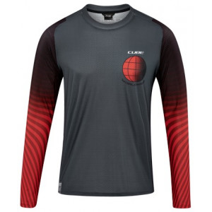 Dviratininko marškinėliai Cube Vertex Round Neck L/S grey'n'red