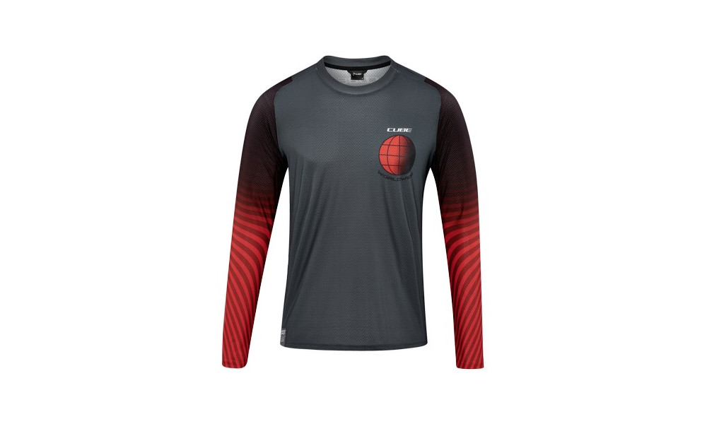 Dviratininko marškinėliai Cube Vertex Round Neck L/S grey'n'red - 1