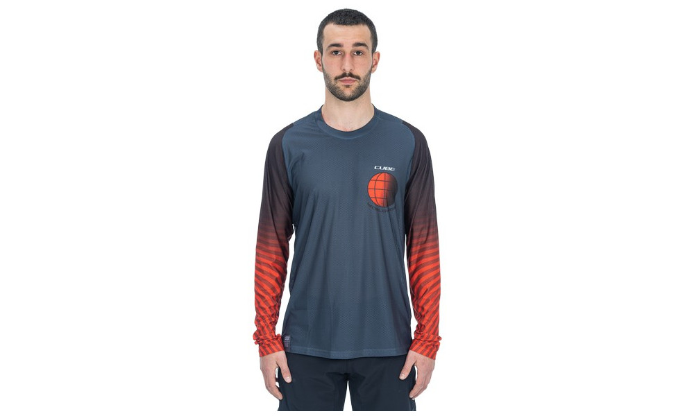 Dviratininko marškinėliai Cube Vertex Round Neck L/S grey'n'red - 5