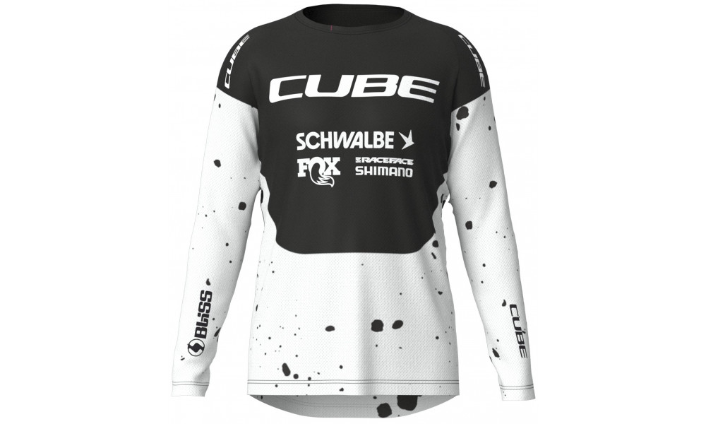Dviratininko marškinėliai Cube MTB WS X Factory Racing L/S black'n'white - 1
