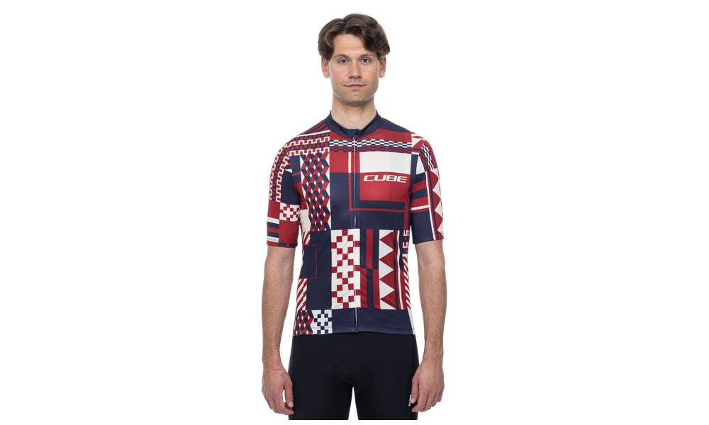 Dviratininko marškinėliai Cube Blackline CMPT S/S blue'n'red'n'beige - 5