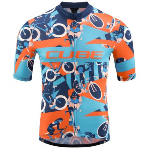 Dviratininko marškinėliai Cube Blackline CMPT S/S blue'n'orange