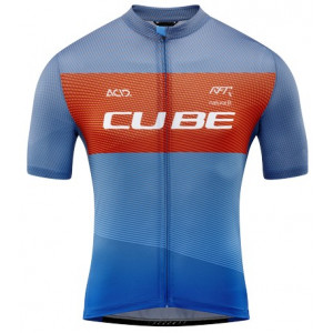 Dviratininko marškinėliai Cube Teamline CMPT S/S blue'n'red'n'grey