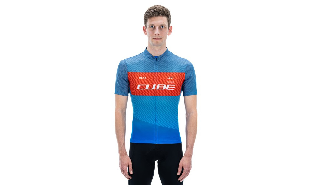 Dviratininko marškinėliai Cube Teamline CMPT S/S blue'n'red'n'grey - 5