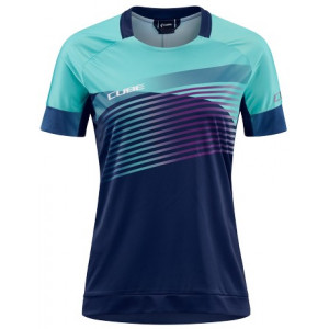 Dviratininko marškinėliai Cube Teamline WS Round Neck S/S blue'n'mint